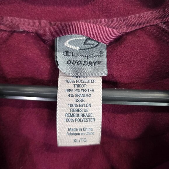Womens Champion Burgundy Duo Dry 1/2 Zip Pullover Quilted Jacket Polyester XL - Picture 2 of 8